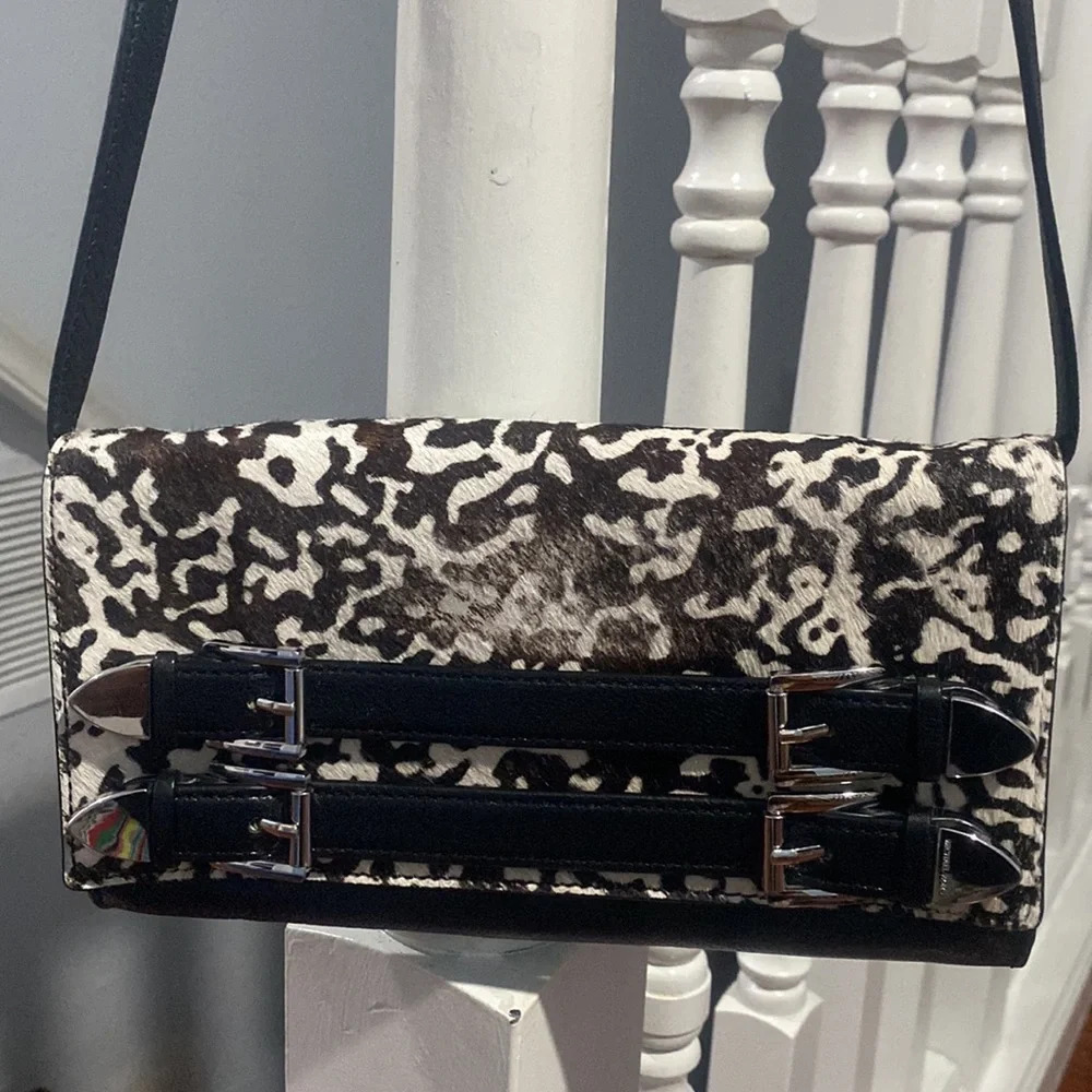 Michael Kors Haircalf Leather Robin Convertible Clutch/Shoulder Bag/Handbag - Picture 4 of 10